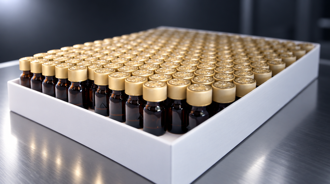 • Rows of authentic premium poppers bottles stored safely in a climate-controlled facility.