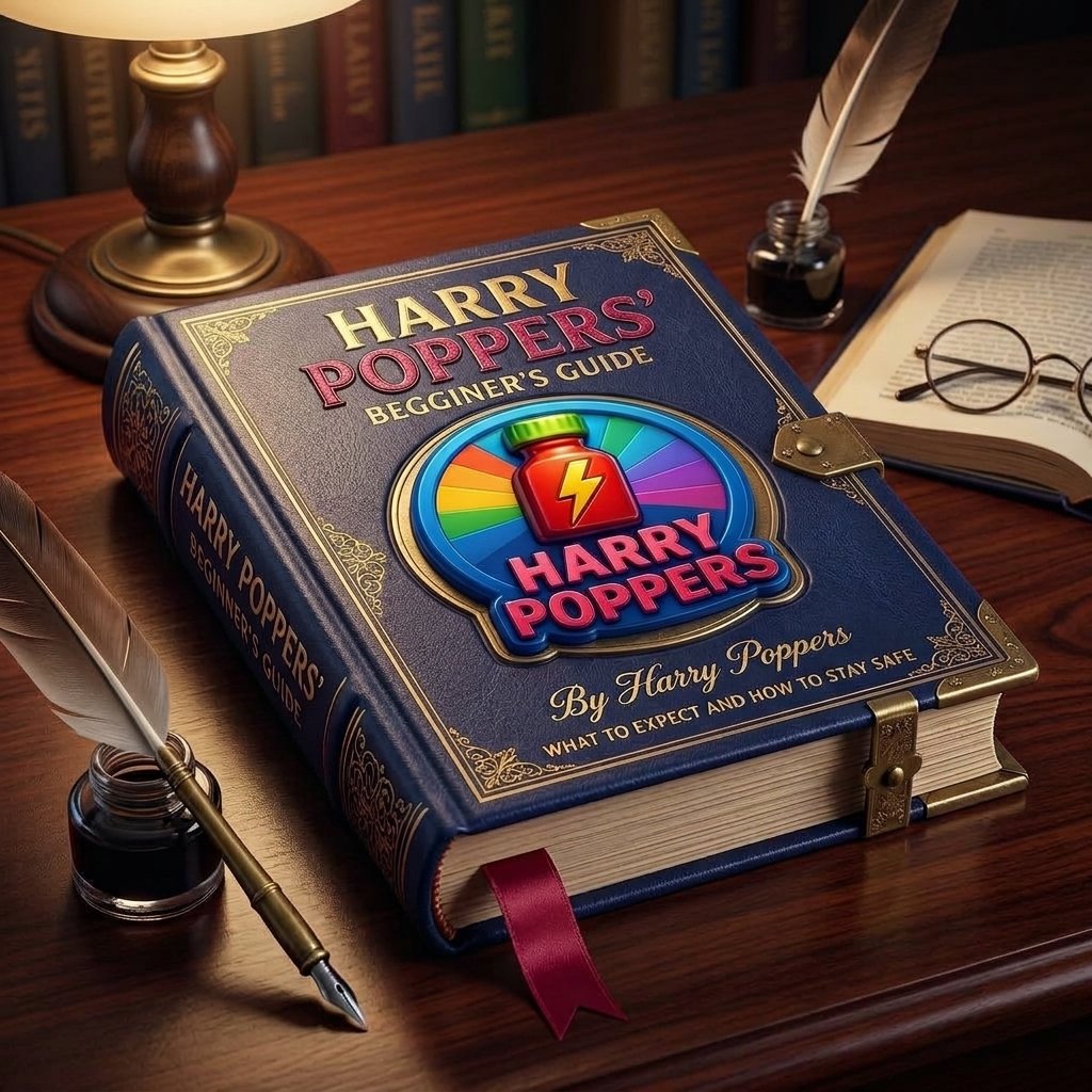 Official book cover illustration layout serving as a comprehensive beginners guide to poppers.