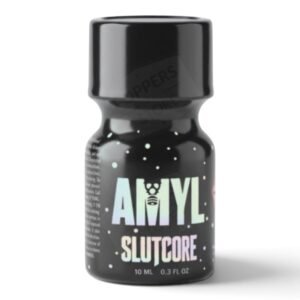 Amyl Slutcore 10ml black glass bottle packaging.