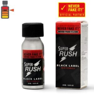 Super Rush Black Label Amyl 24ml aluminum bottle packaging.