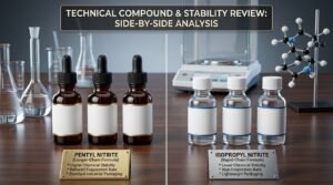 A side-by-side technical chart illustrating a comparison of Pentyl vs Isopropyl configurations.
